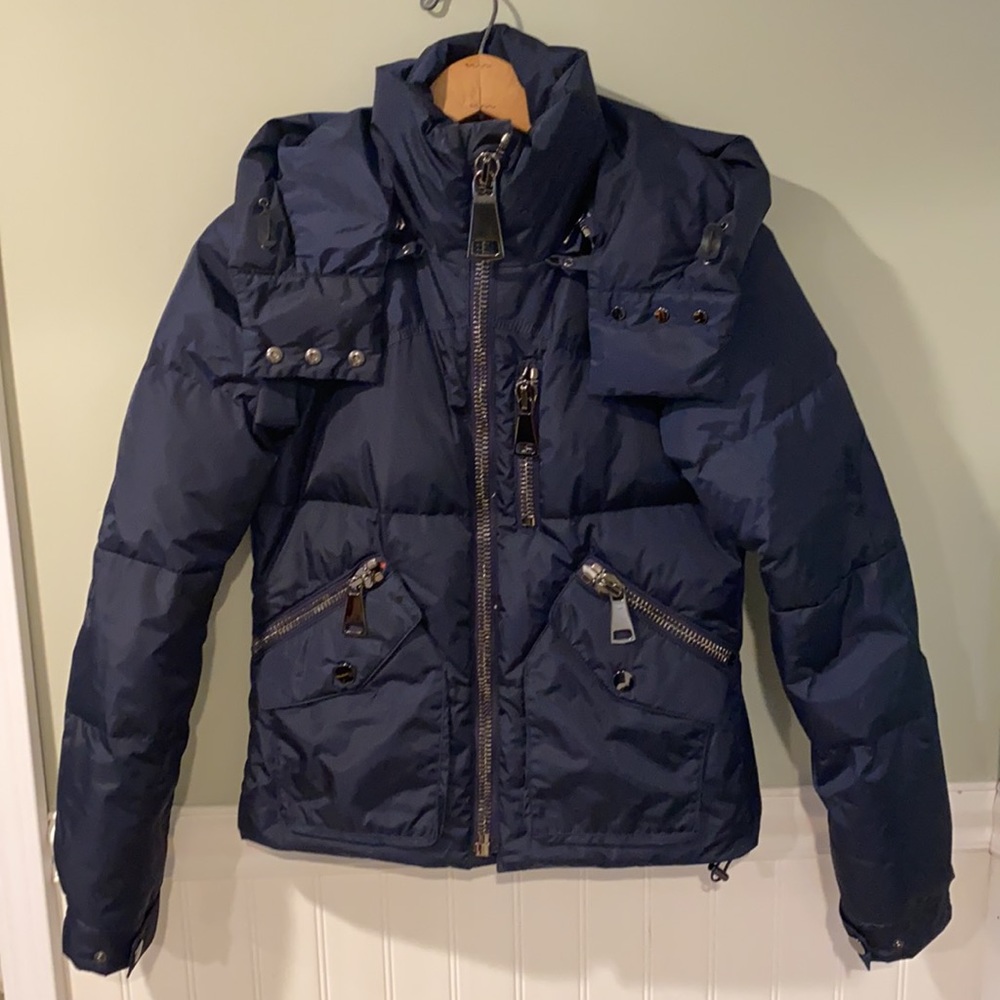 Authier Navy Alta Badia Ski Jacket Winter Hooded Down Coat Parka